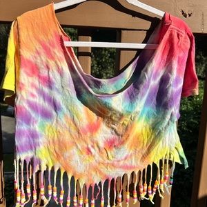 Handmade Beaded Tie Dye Crop Top🌈